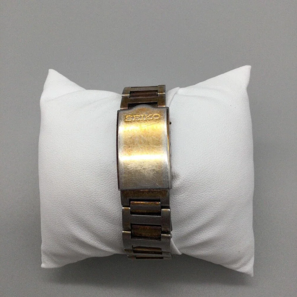 Vintage Seiko 6309-7159 Men Watch 35mm Champagne Dial Automatic Day Date Stretch